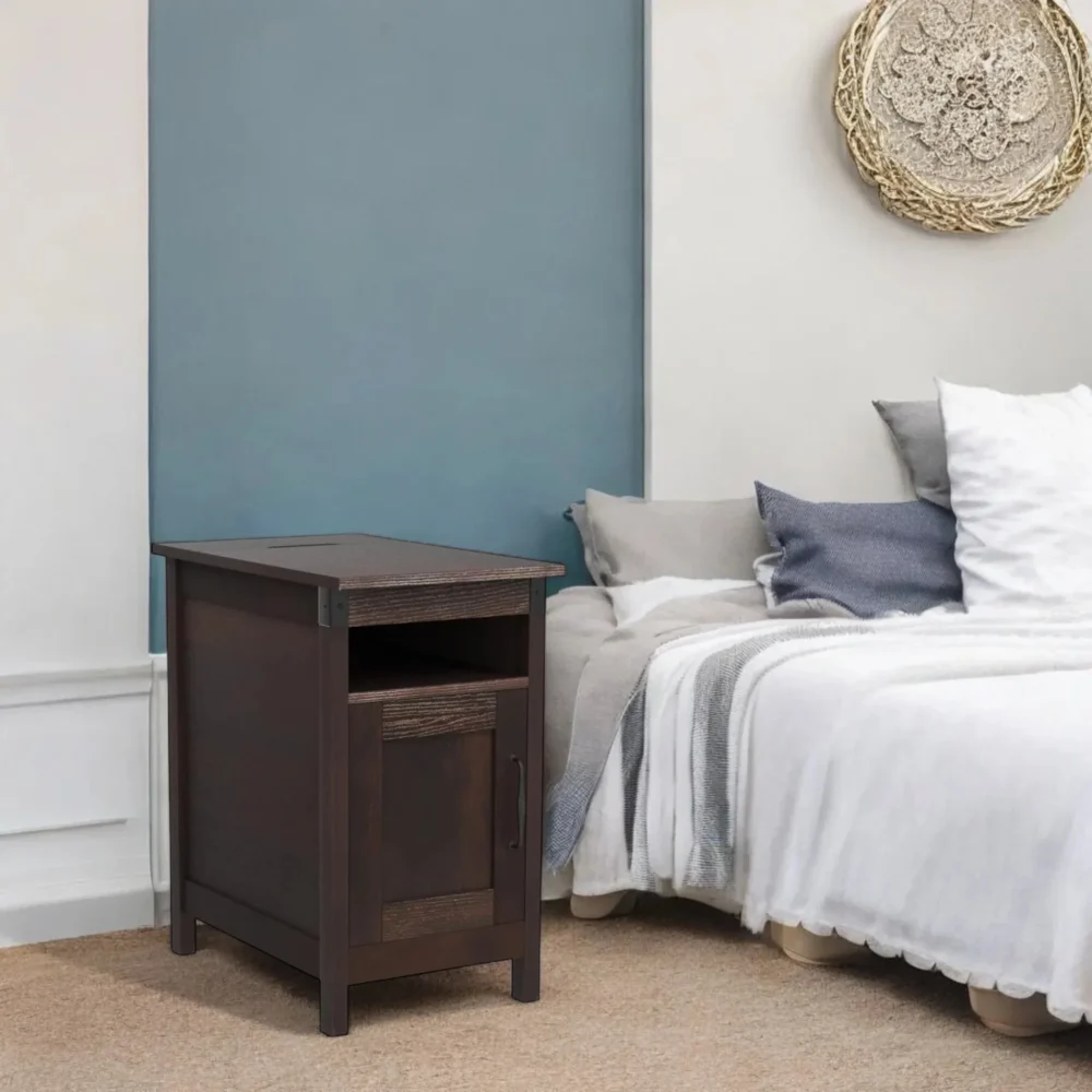 Rustic Nightstand With Door And Open Shelf - Image 5