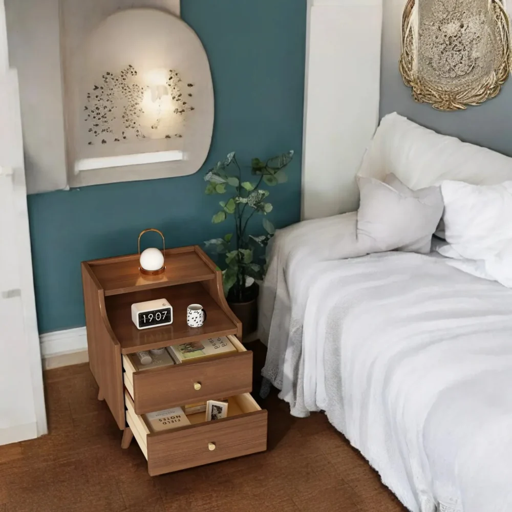 Two Drawer Bedside Table Solid Wood - Image 4