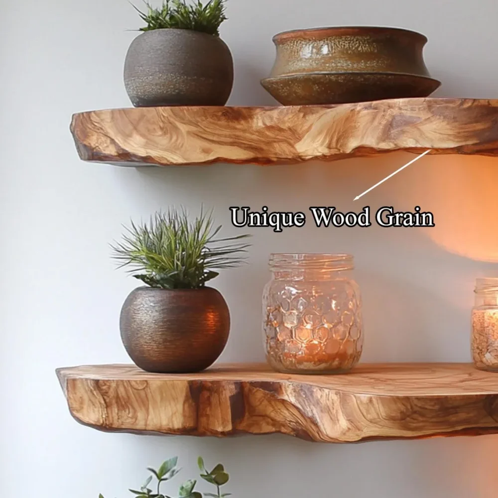 Rustic Live Edge Floating Shelf Display Wood - Image 4
