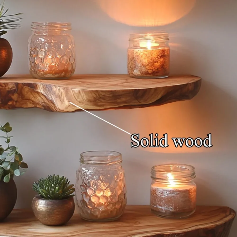 Rustic Live Edge Floating Shelf Display Wood - Image 5