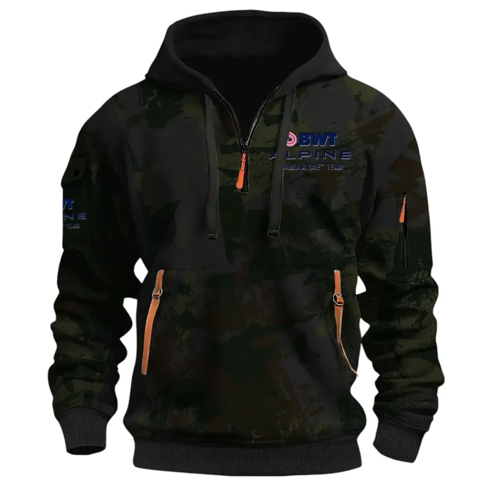 Sports Car Hoodie Half Zip 3D Print, Sporty Everyday Wear Hoodie CAR514 - Black - Image 2