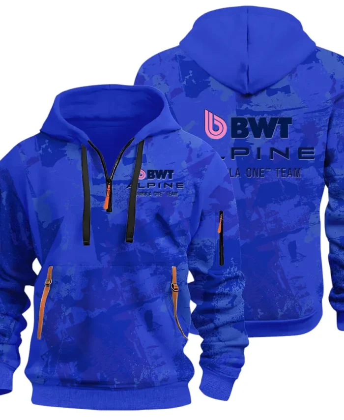 Sports Car Hoodie Half Zip 3D Print, Sporty Everyday Wear Hoodie CAR514 - Blue