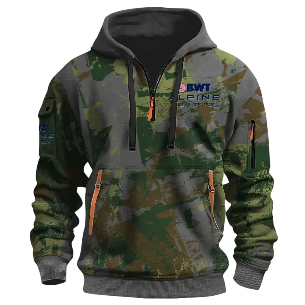 Sports Car Hoodie Half Zip 3D Print, Sporty Everyday Wear Hoodie CAR514 - Dark Gray - Image 2