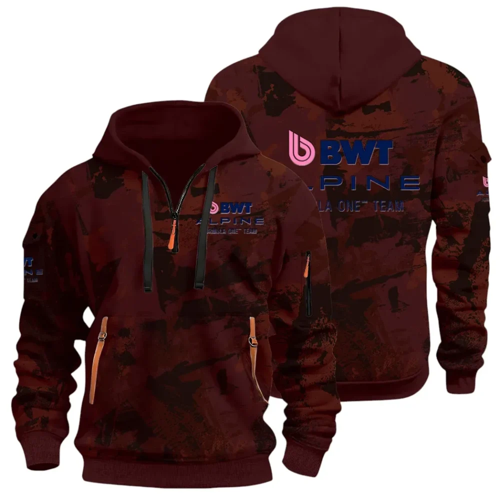 Sports Car Hoodie Half Zip 3D Print, Sporty Everyday Wear Hoodie CAR514 - Dark Red