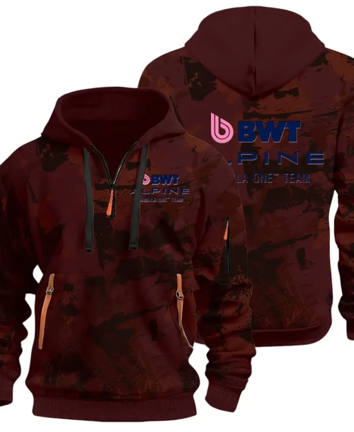 Sports Car Hoodie Half Zip 3D Print, Sporty Everyday Wear Hoodie CAR514 - Dark Red