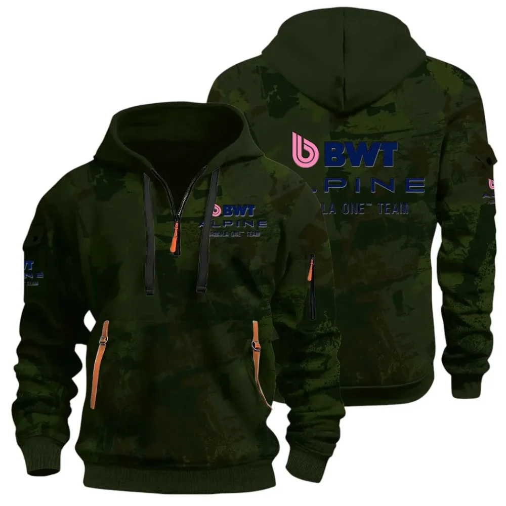 Sports Car Hoodie Half Zip 3D Print, Sporty Everyday Wear Hoodie CAR514 - Green