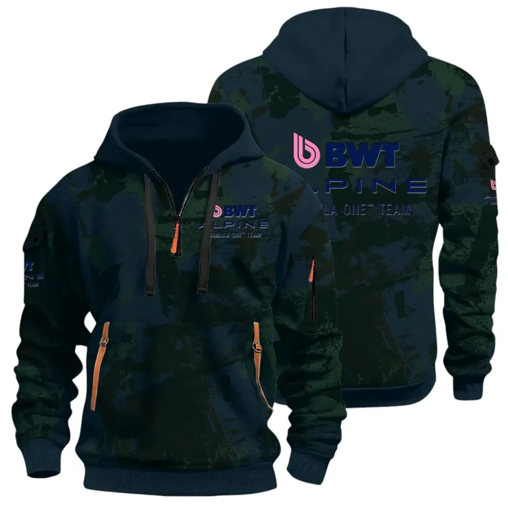 Sports Car Hoodie Half Zip 3D Print, Sporty Everyday Wear Hoodie CAR514 - Navy