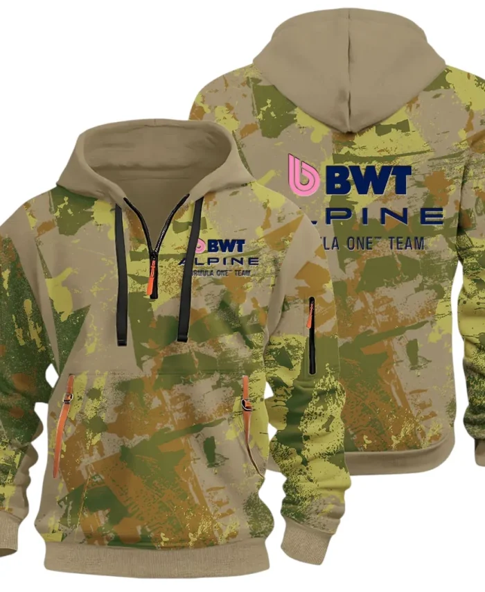 Sports Car Hoodie Half Zip 3D Print, Sporty Everyday Wear Hoodie CAR514 - Khaki