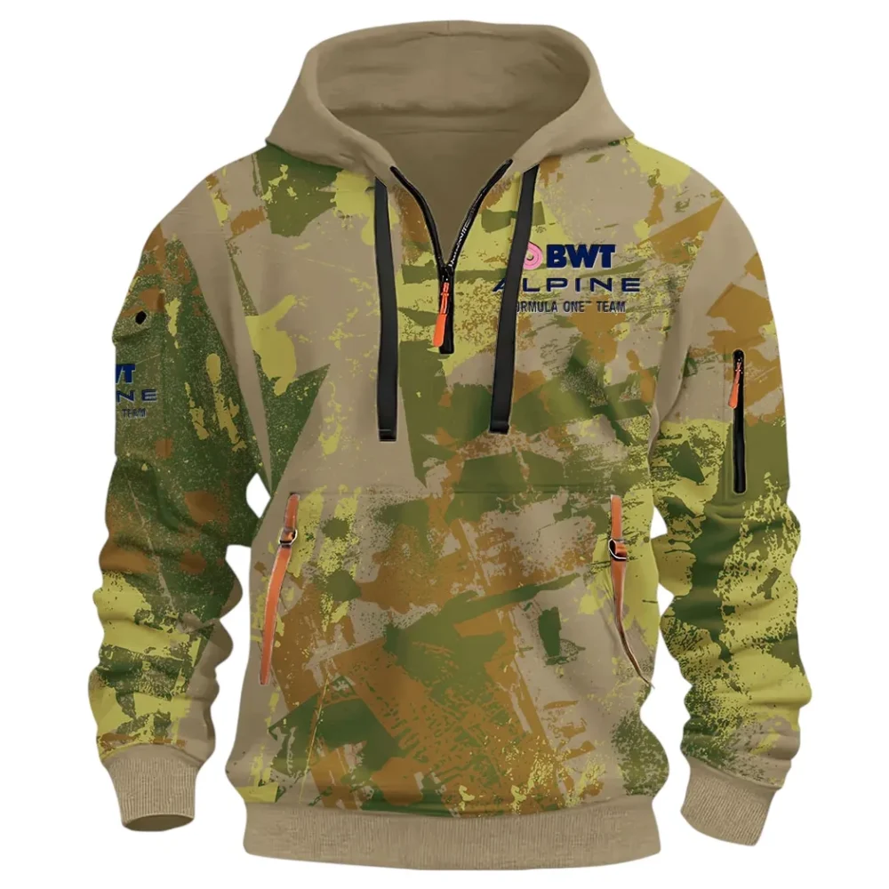 Sports Car Hoodie Half Zip 3D Print, Sporty Everyday Wear Hoodie CAR514 - Khaki - Image 2
