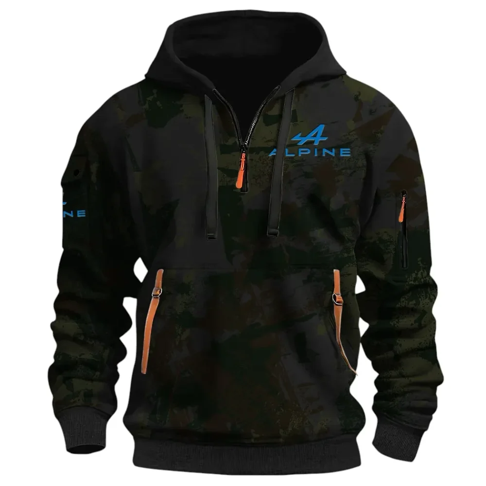 Sports Car Hoodie Half Zip 3D Print, Lightweight & Casual Comfort Hoodie CAR514 - Black - Image 2