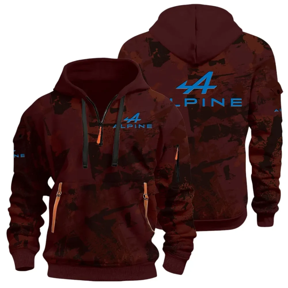 Sports Car Hoodie Half Zip 3D Print, Lightweight & Casual Comfort Hoodie CAR514 - Dark Red