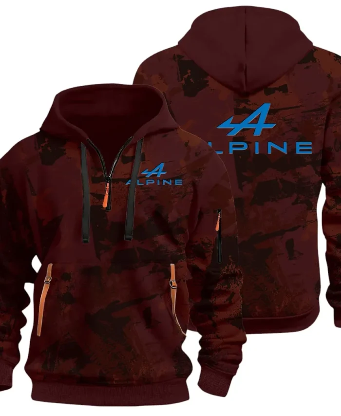 Sports Car Hoodie Half Zip 3D Print, Lightweight & Casual Comfort Hoodie CAR514 - Dark Red