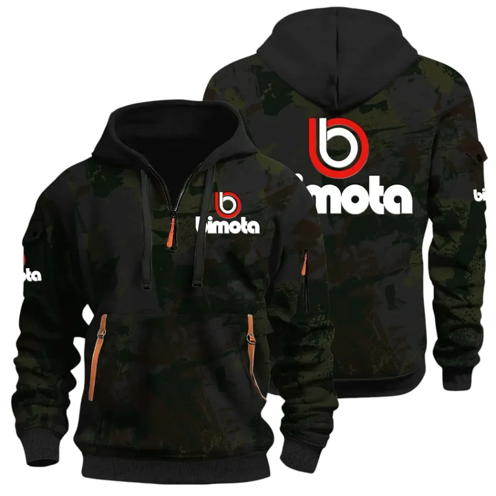 Track Bike Hoodie Half Zip 3D Print, Streetwear Casual Look Outfit CAR514 - Black