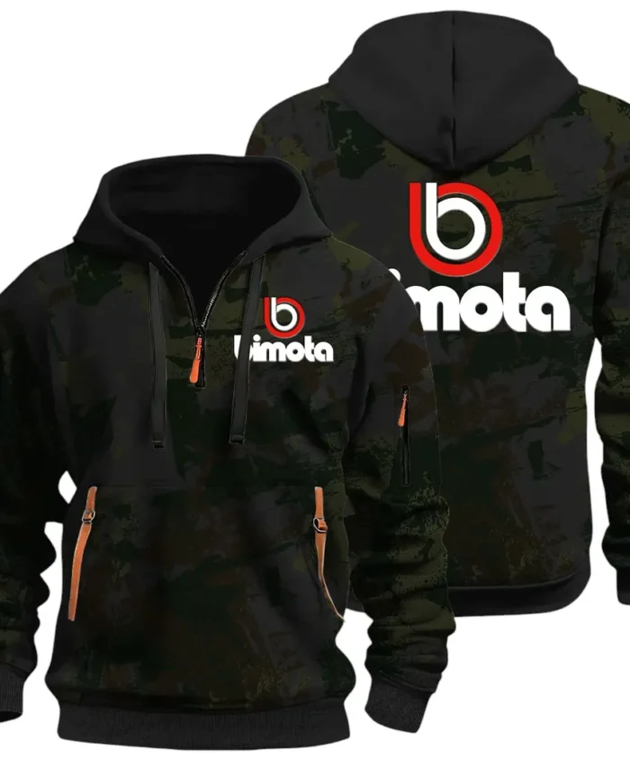 Track Bike Hoodie Half Zip 3D Print, Streetwear Casual Look Outfit CAR514 - Black