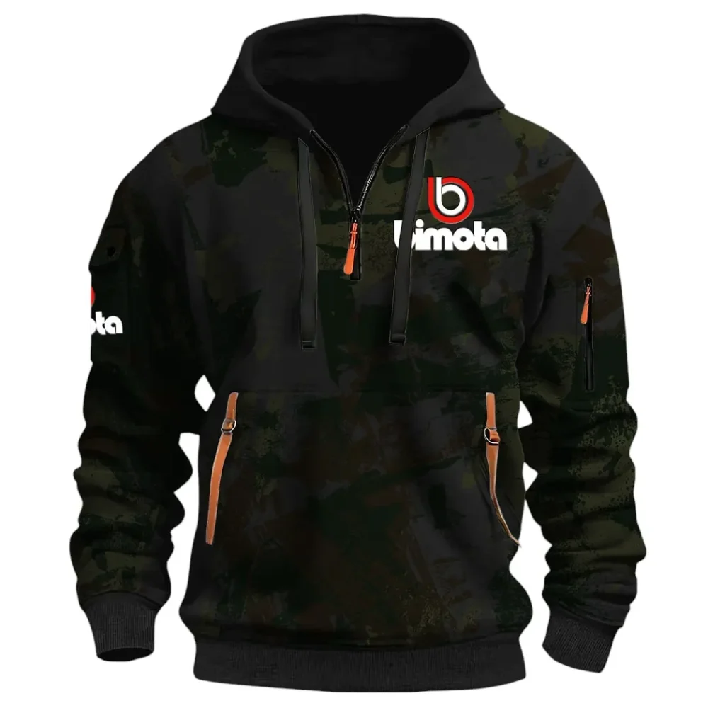 Track Bike Hoodie Half Zip 3D Print, Streetwear Casual Look Outfit CAR514 - Black - Image 2