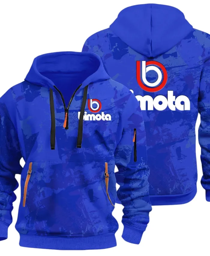 Track Bike Hoodie Half Zip 3D Print, Streetwear Casual Look Outfit CAR514 - Blue