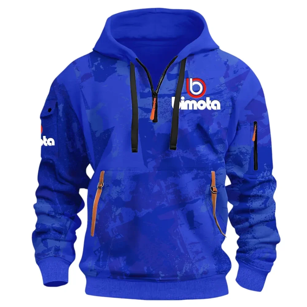 Track Bike Hoodie Half Zip 3D Print, Streetwear Casual Look Outfit CAR514 - Blue - Image 2