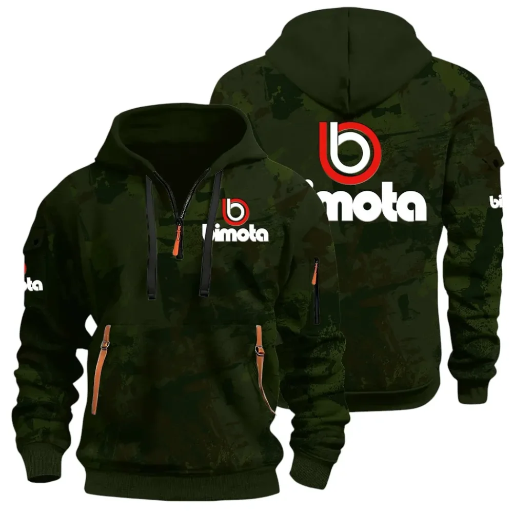 Track Bike Hoodie Half Zip 3D Print, Streetwear Casual Look Outfit CAR514 - Green