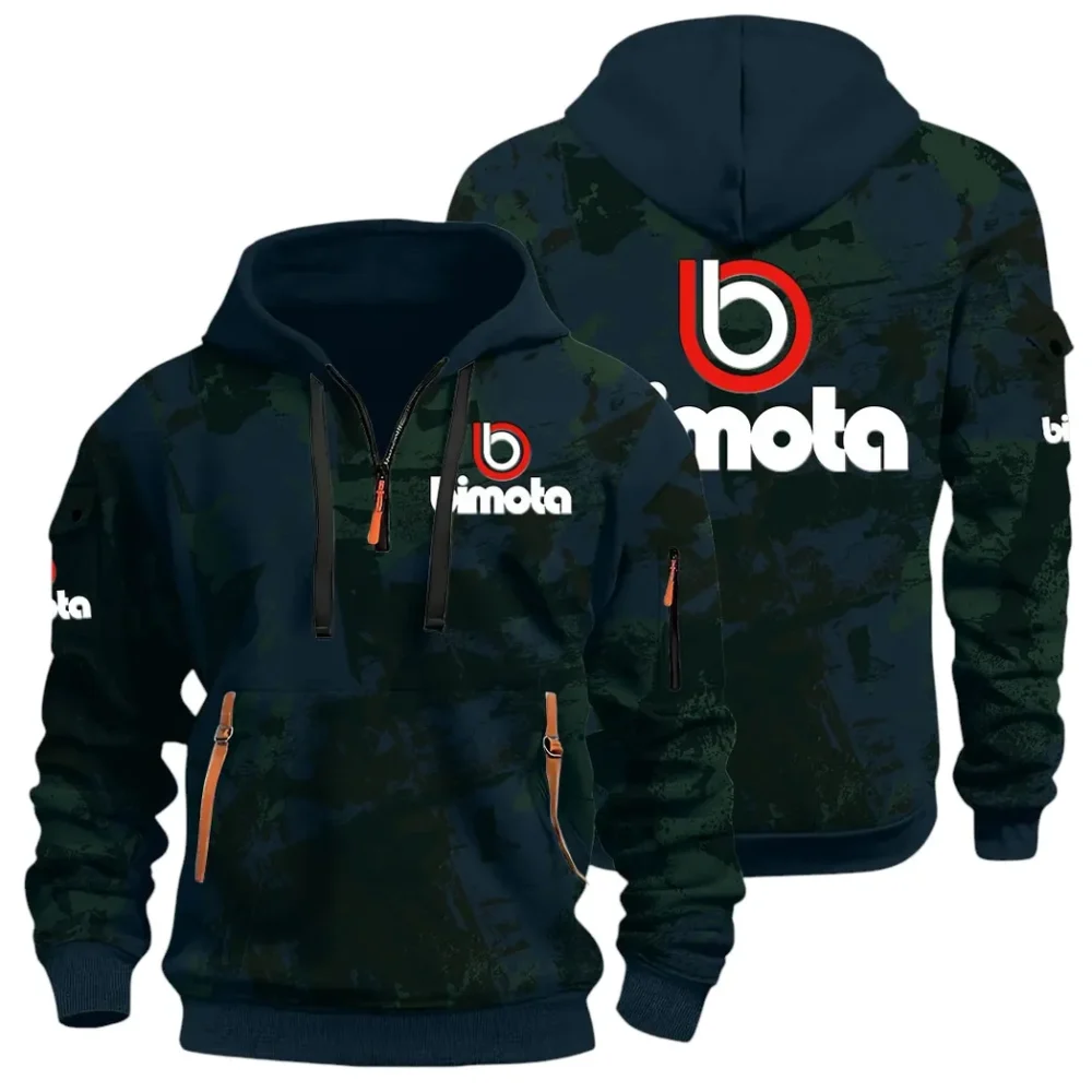 Track Bike Hoodie Half Zip 3D Print, Streetwear Casual Look Outfit CAR514 - Navy