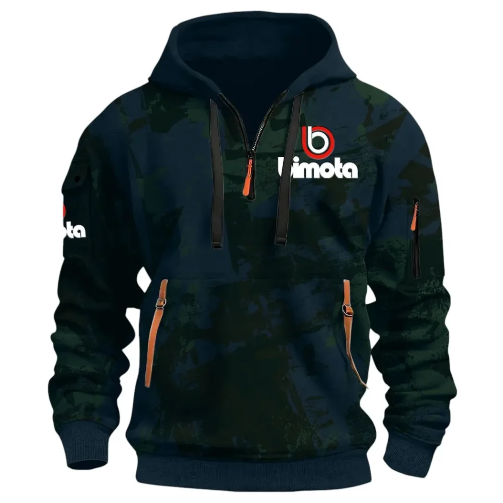 Track Bike Hoodie Half Zip 3D Print, Streetwear Casual Look Outfit CAR514 - Navy - Image 2