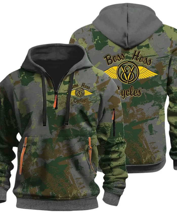 Muscle Motorcycle Hoodie Half Zip 3D Print, Rugged & Comfortable Streetwear Outfit CAR514 - Dark Gray