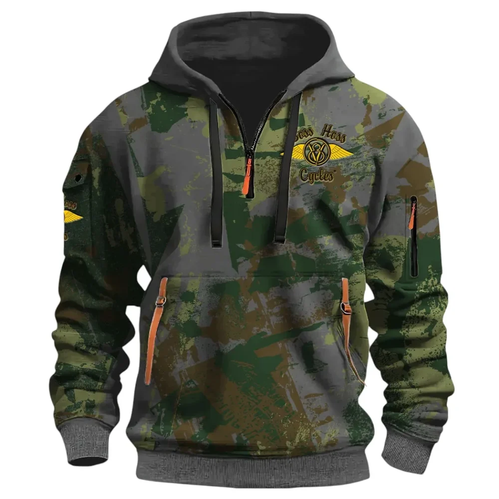Muscle Motorcycle Hoodie Half Zip 3D Print, Rugged & Comfortable Streetwear Outfit CAR514 - Dark Gray - Image 2