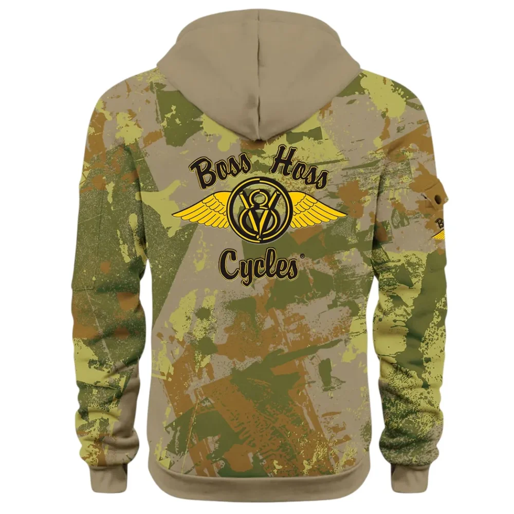 Muscle Motorcycle Hoodie Half Zip 3D Print, Rugged & Comfortable Streetwear Outfit CAR514 - Khaki - Image 3