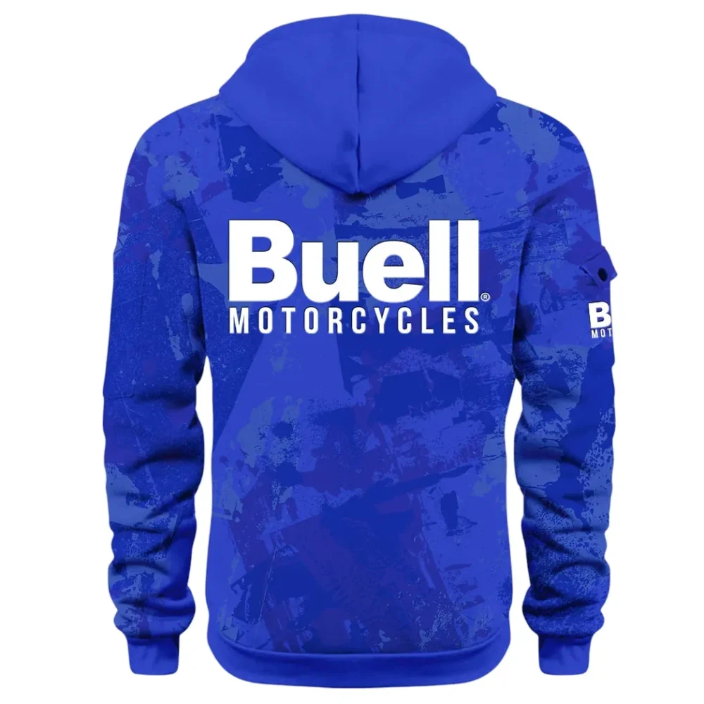 Lightweight Motorcycle Hoodie Half Zip 3D Print, Streetwear Casual Look Outfit CAR514 - Blue - Image 3