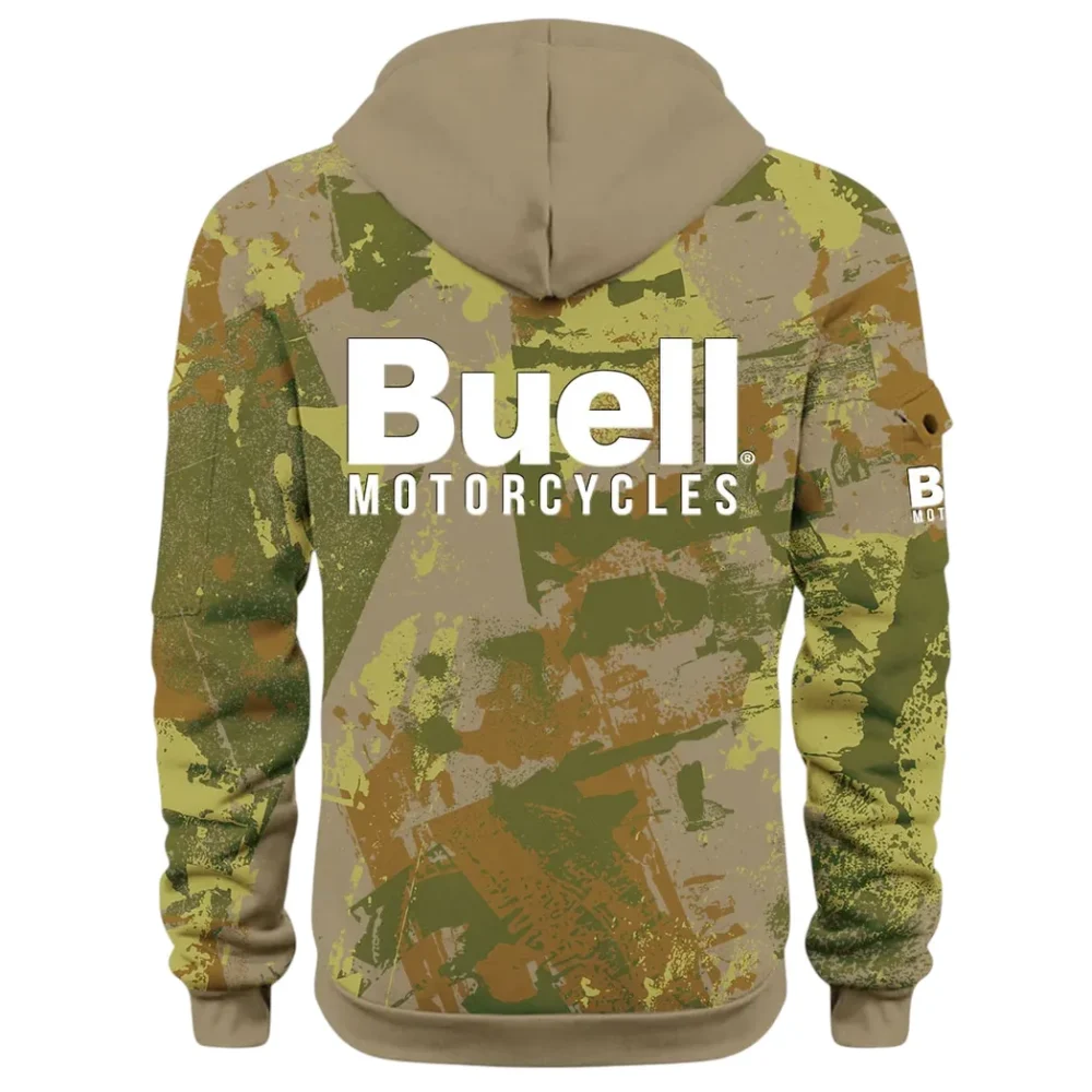 Lightweight Motorcycle Hoodie Half Zip 3D Print, Streetwear Casual Look Outfit CAR514 - Khaki - Image 3