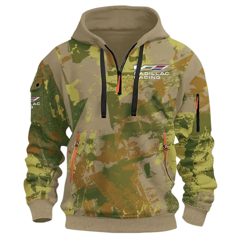 Stylish Luxury Wagon Hoodie Half Zip 3D Print, Sporty & Street-Ready Hoodie CAR514 - Khaki - Image 2