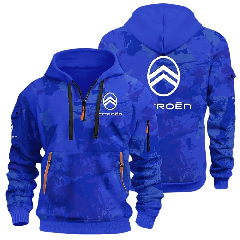 Comfortable Sedan Hoodie Half Zip 3D Print, Urban Casual Comfort Hoodie CAR514 - Blue