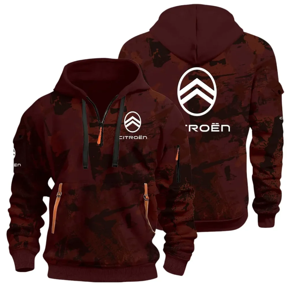 Comfortable Sedan Hoodie Half Zip 3D Print, Urban Casual Comfort Hoodie CAR514 - Dark Red