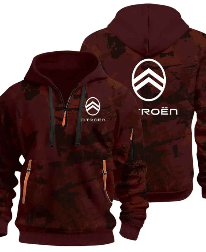 Comfortable Sedan Hoodie Half Zip 3D Print, Urban Casual Comfort Hoodie CAR514 - Dark Red