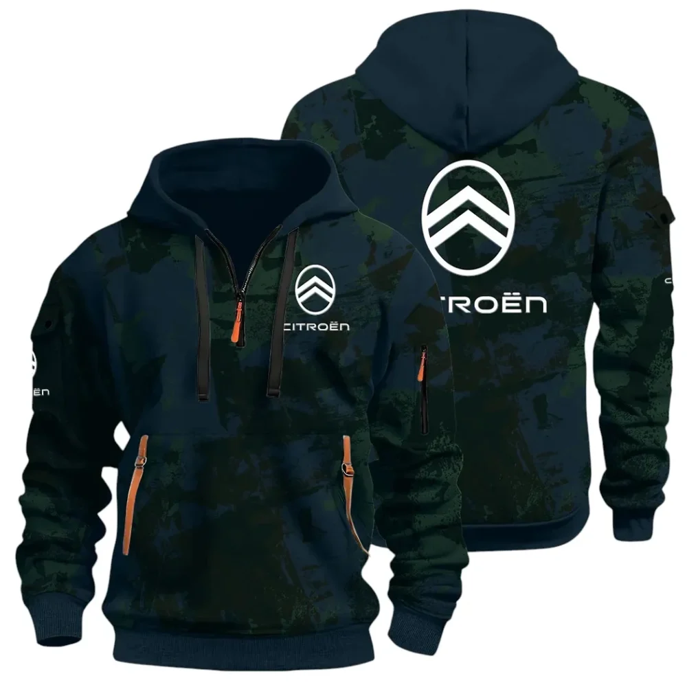 Comfortable Sedan Hoodie Half Zip 3D Print, Urban Casual Comfort Hoodie CAR514 - Navy