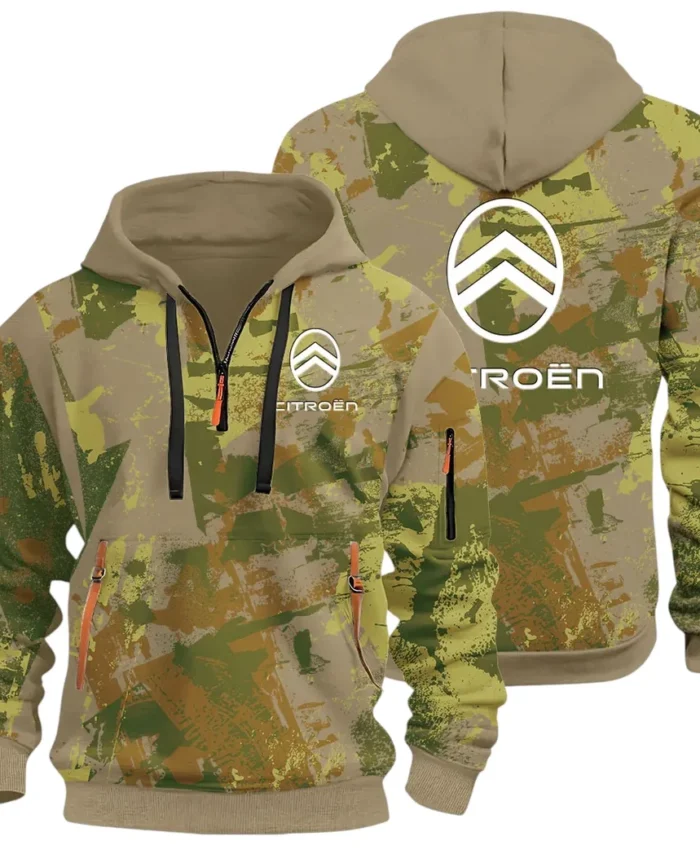 Comfortable Sedan Hoodie Half Zip 3D Print, Urban Casual Comfort Hoodie CAR514 - Khaki