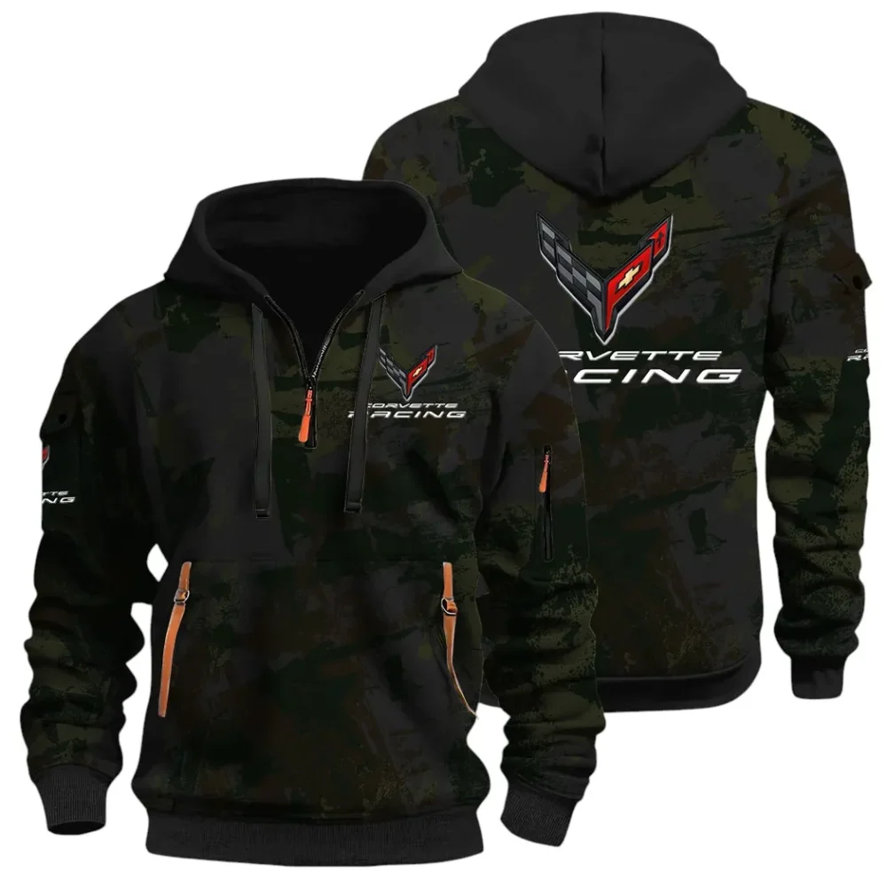 Racing Classic Hoodie Half Zip 3D Print, Street-Ready Casual Hoodie CAR514 - Black
