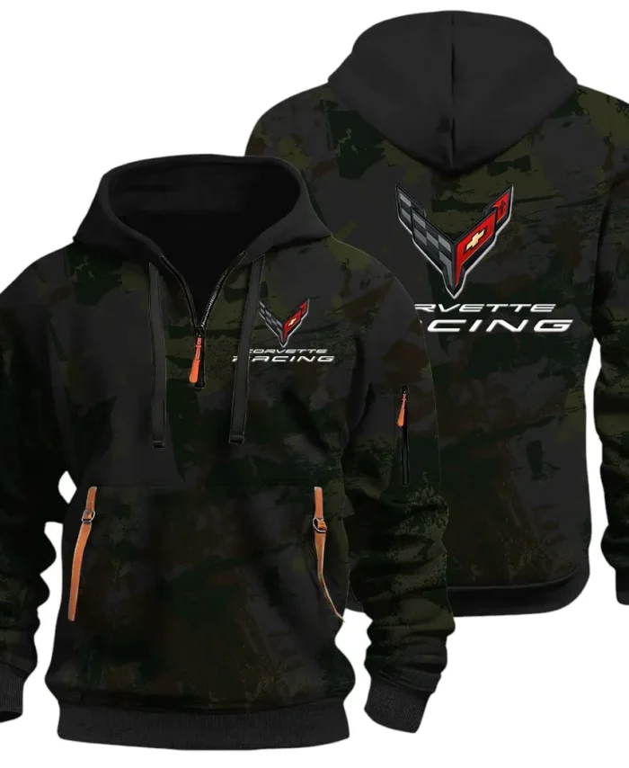 Racing Classic Hoodie Half Zip 3D Print, Street-Ready Casual Hoodie CAR514 - Black