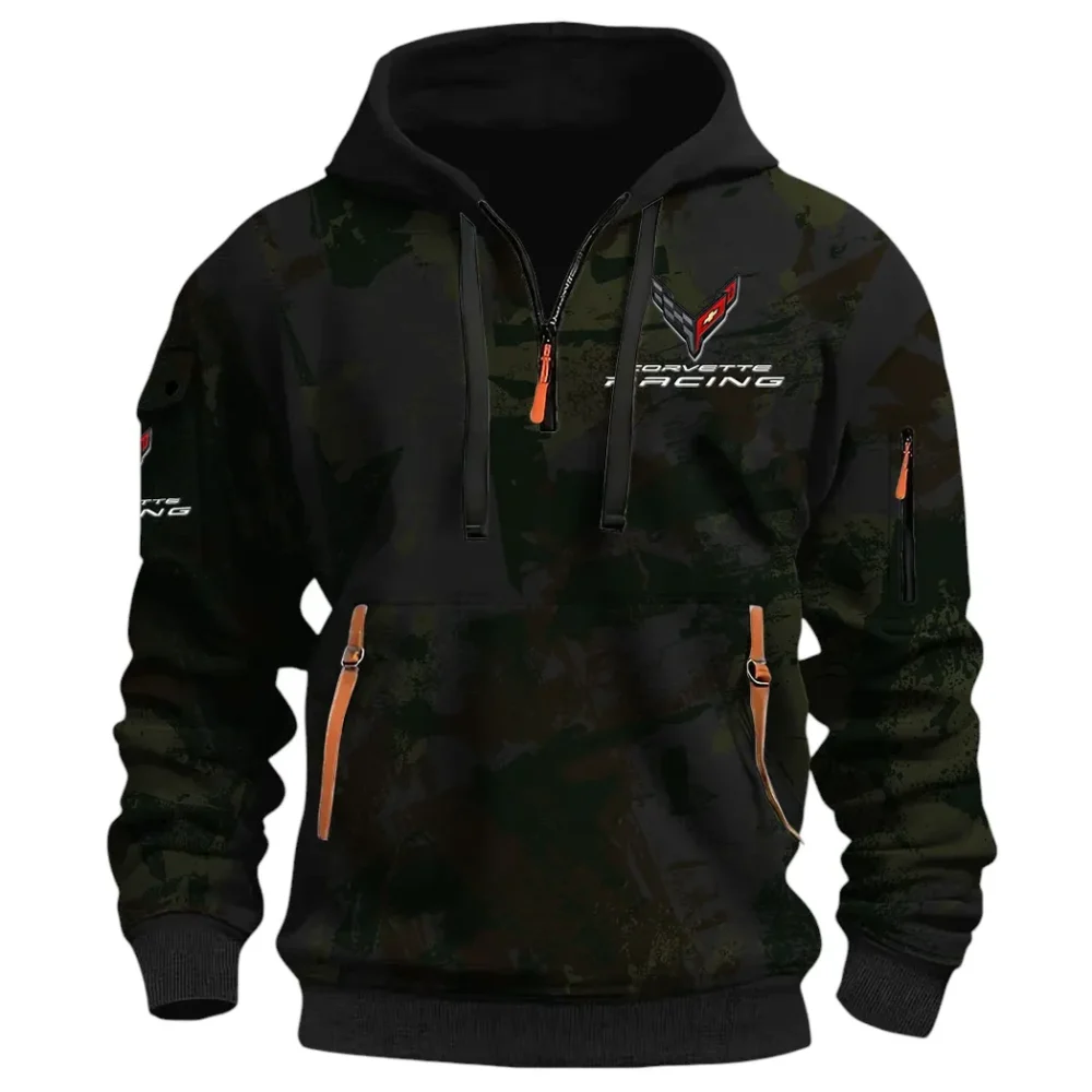 Racing Classic Hoodie Half Zip 3D Print, Street-Ready Casual Hoodie CAR514 - Black - Image 2