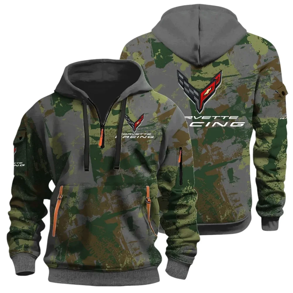 Racing Classic Hoodie Half Zip 3D Print, Street-Ready Casual Hoodie CAR514 - Dark Gray