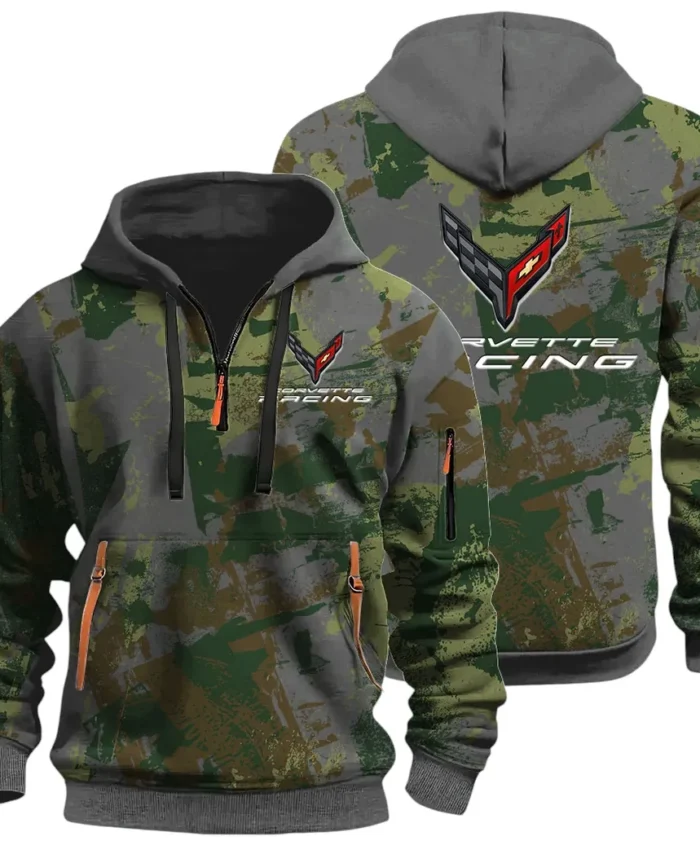 Racing Classic Hoodie Half Zip 3D Print, Street-Ready Casual Hoodie CAR514 - Dark Gray