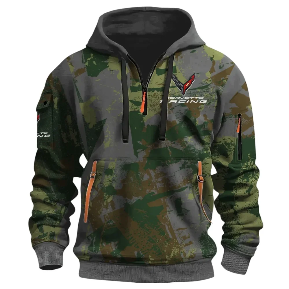 Racing Classic Hoodie Half Zip 3D Print, Street-Ready Casual Hoodie CAR514 - Dark Gray - Image 2