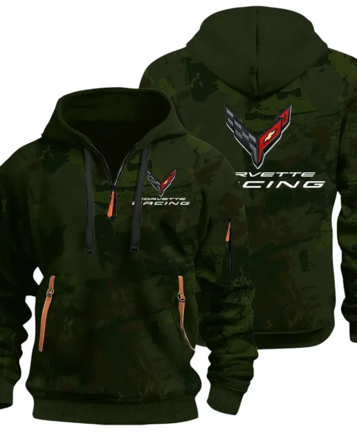Racing Classic Hoodie Half Zip 3D Print, Street-Ready Casual Hoodie CAR514 - Green