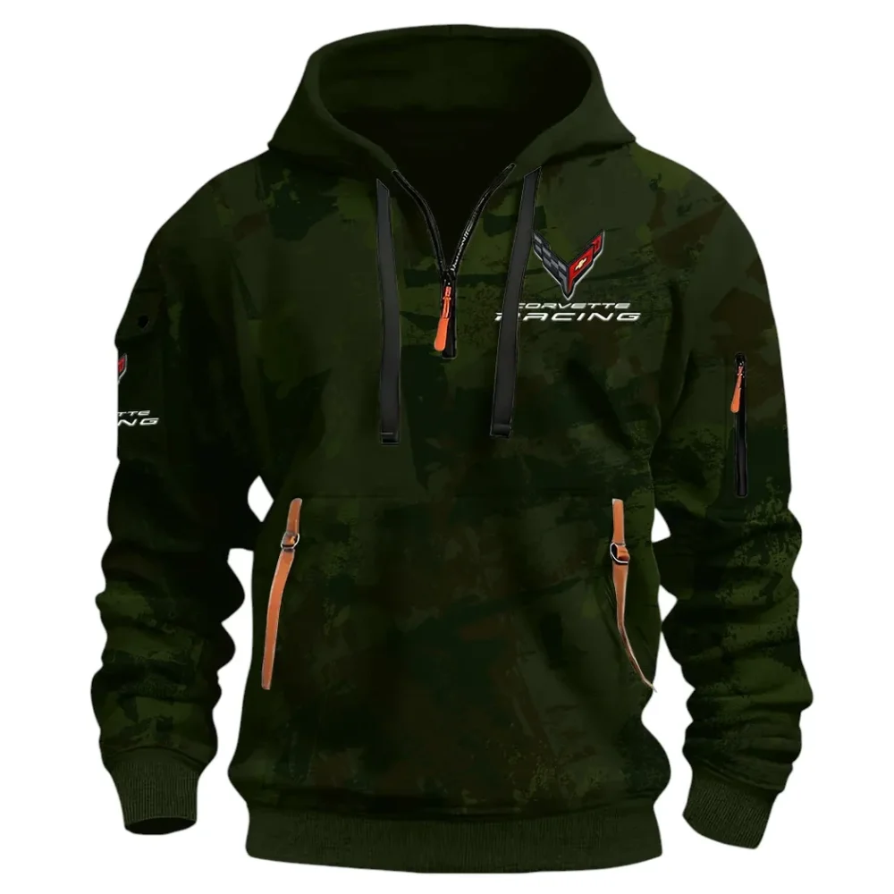 Racing Classic Hoodie Half Zip 3D Print, Street-Ready Casual Hoodie CAR514 - Green - Image 2