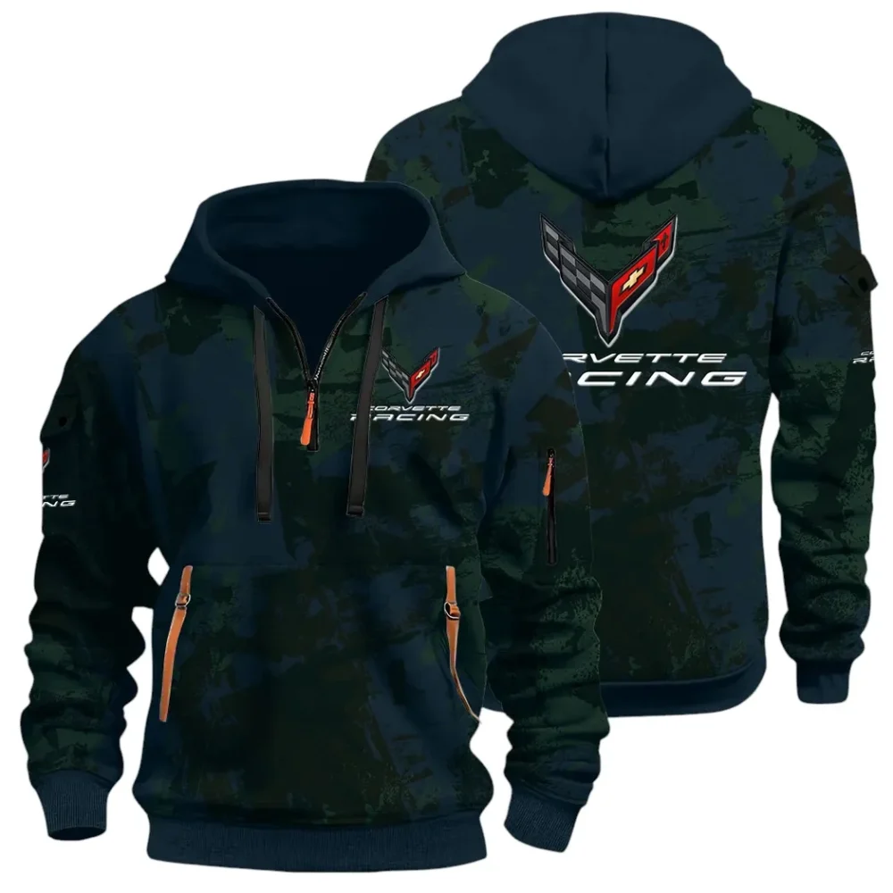 Racing Classic Hoodie Half Zip 3D Print, Street-Ready Casual Hoodie CAR514 - Navy