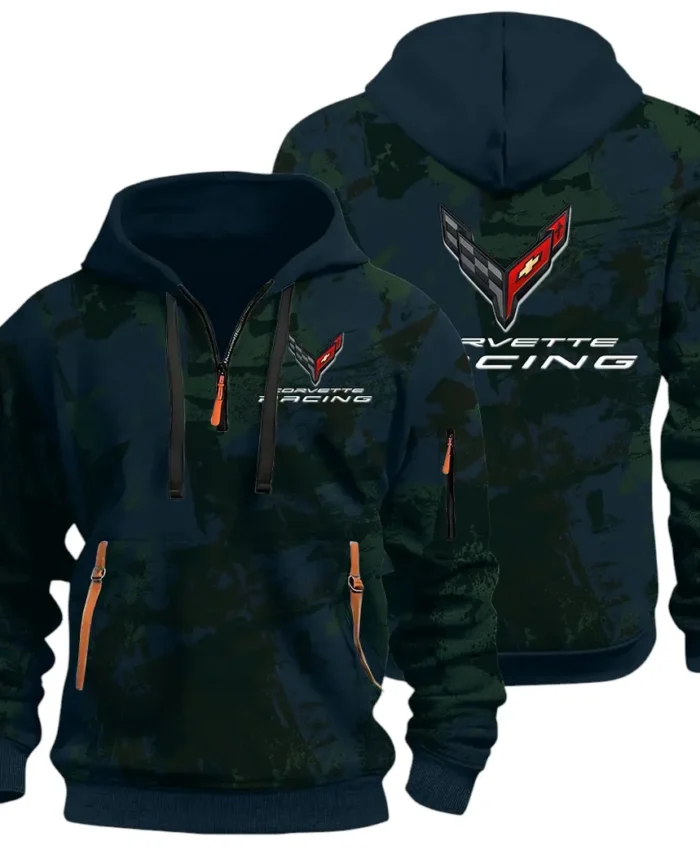 Racing Classic Hoodie Half Zip 3D Print, Street-Ready Casual Hoodie CAR514 - Navy