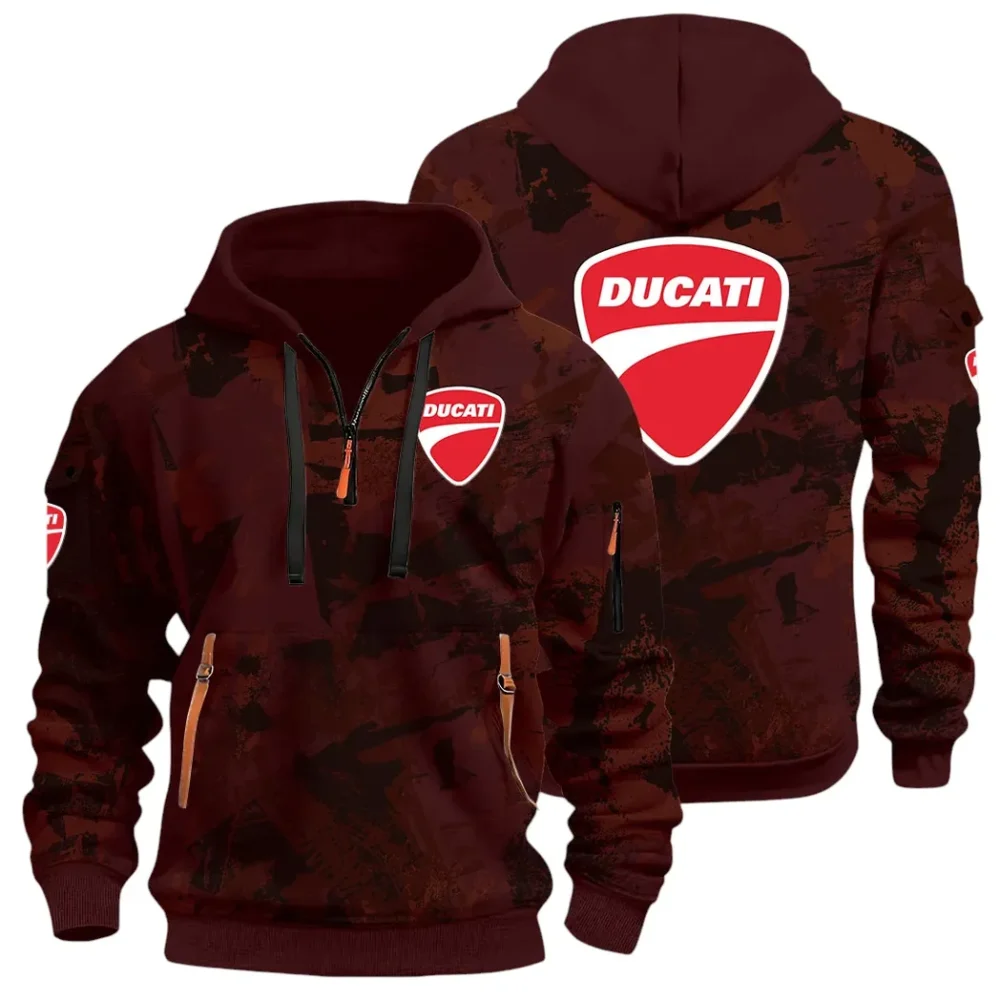 Velocity Beast Hoodie Half Zip 3D Print, Urban Style & Relaxed Fit Hoodie CAR514 - Dark Red