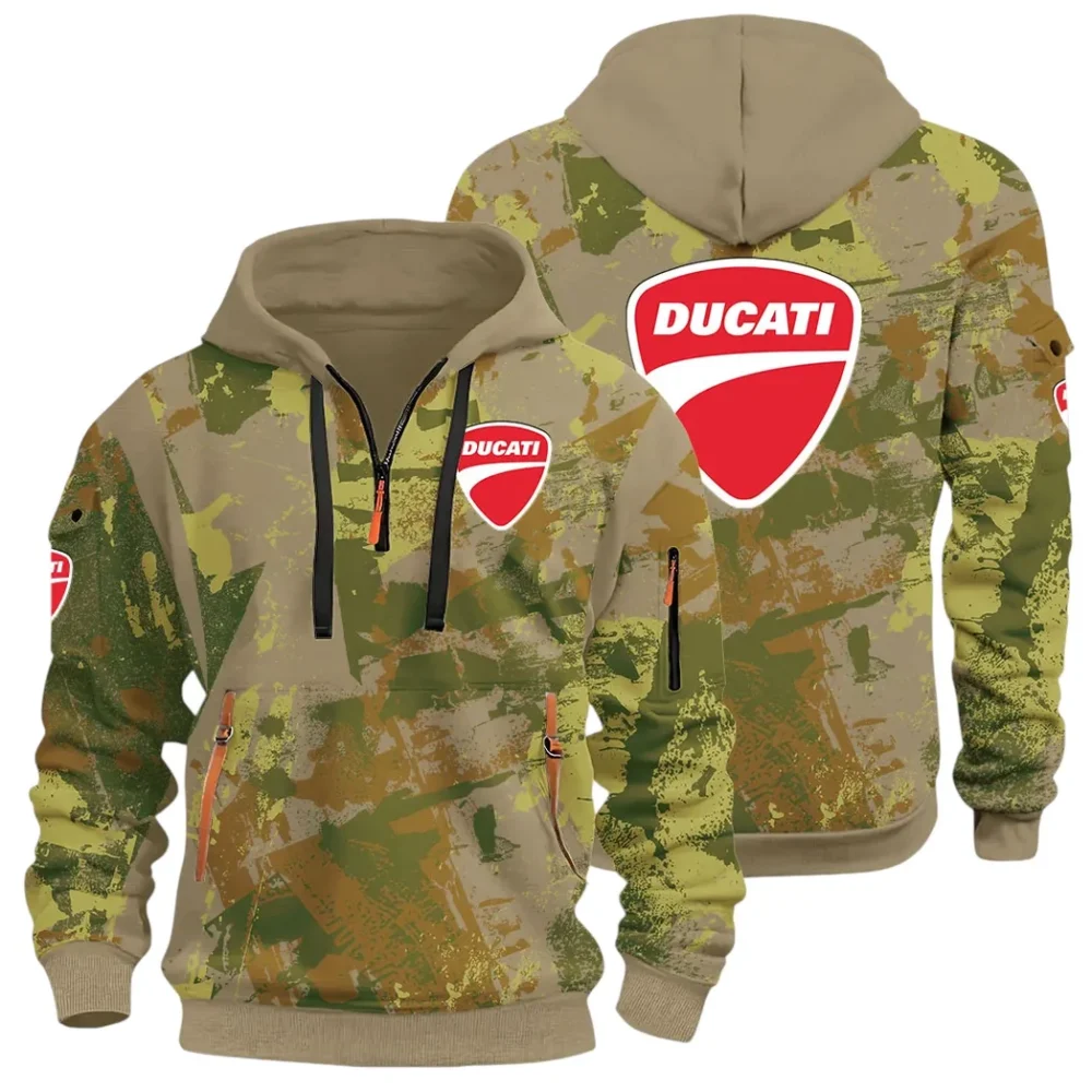 Velocity Beast Hoodie Half Zip 3D Print, Urban Style & Relaxed Fit Hoodie CAR514 - Khaki