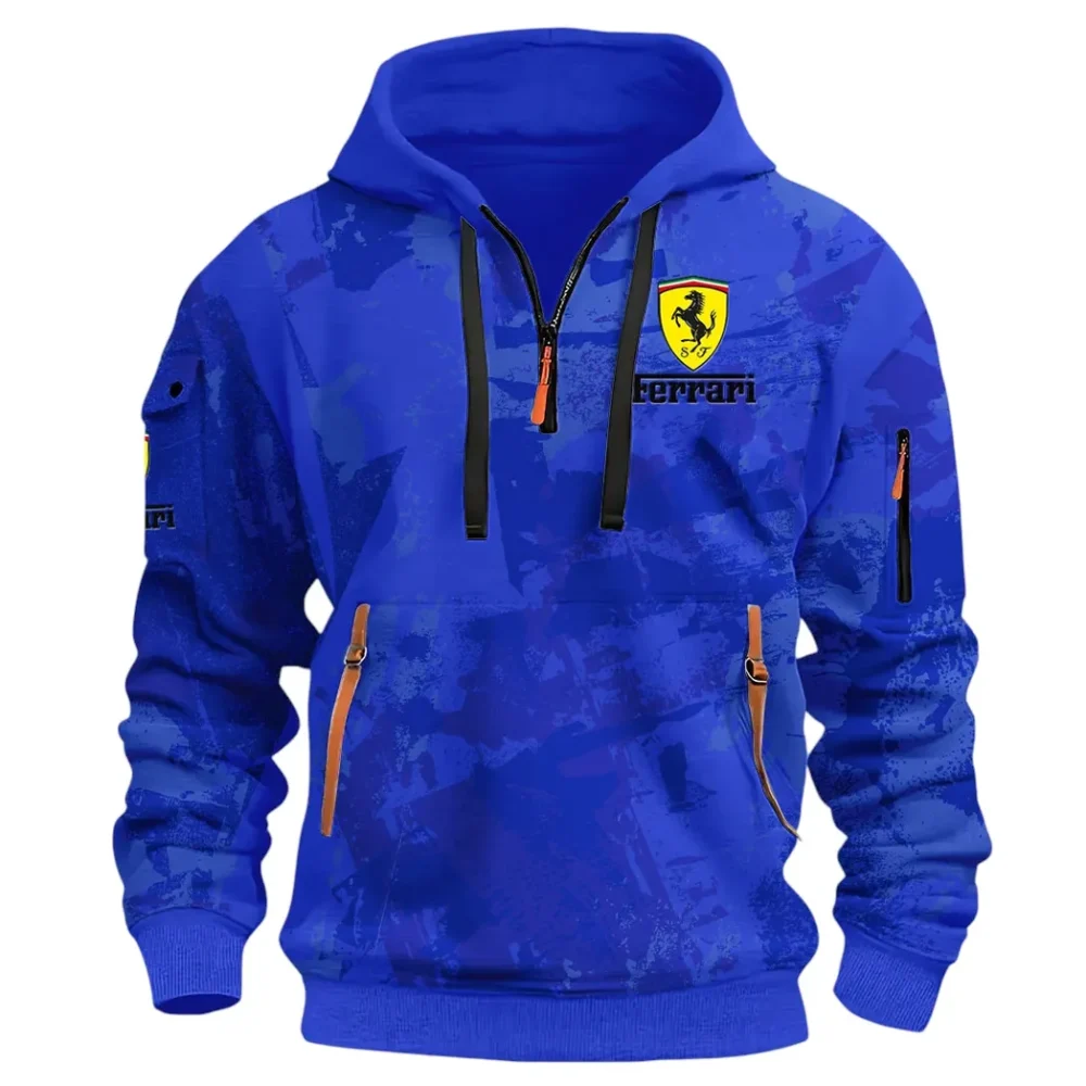 Superfast Road Car Hoodie Half Zip 3D Print, Comfortable Daily Wear CAR514 - Blue - Image 2