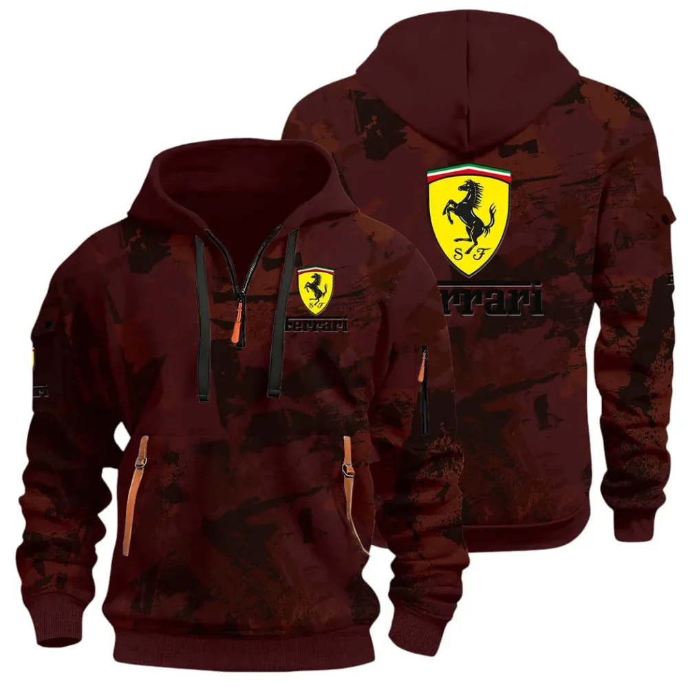 Superfast Road Car Hoodie Half Zip 3D Print, Comfortable Daily Wear CAR514 - Dark Red