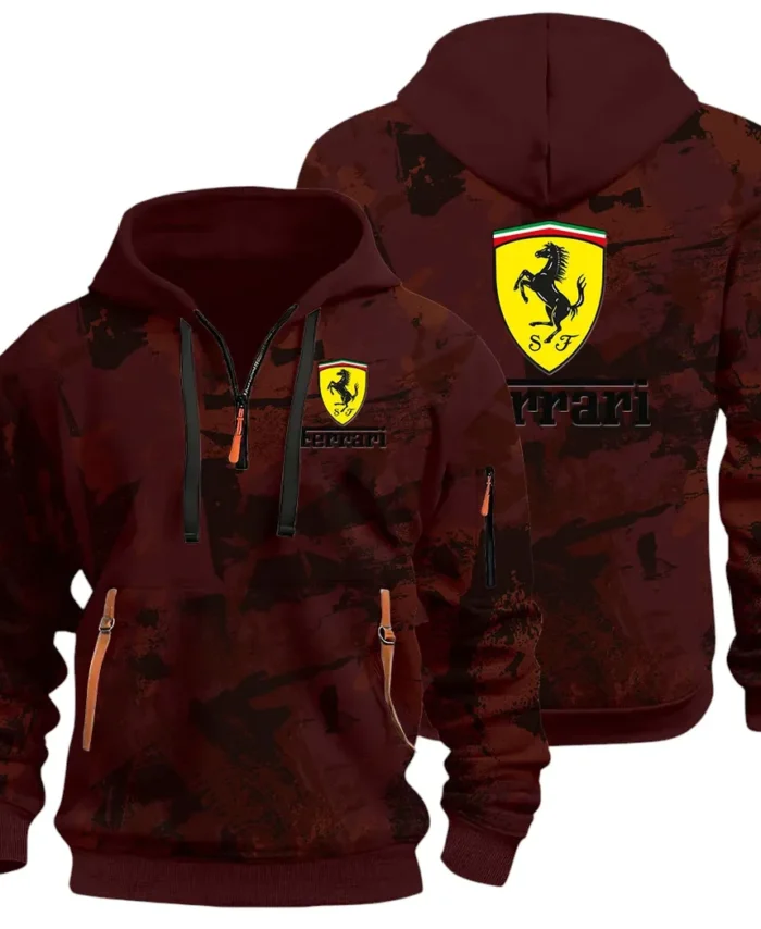 Superfast Road Car Hoodie Half Zip 3D Print, Comfortable Daily Wear CAR514 - Dark Red